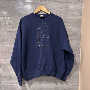 Vintage Mickey‎ Mouse Unlimited Size XL Crewneck Navy Blue Embroidered Florida